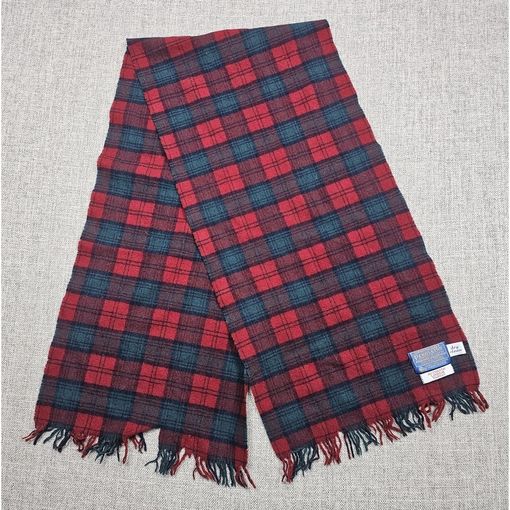 Pendleton Wool Scarf Authentic Lindsay Tartan Plaid Fringe Made USA Red
